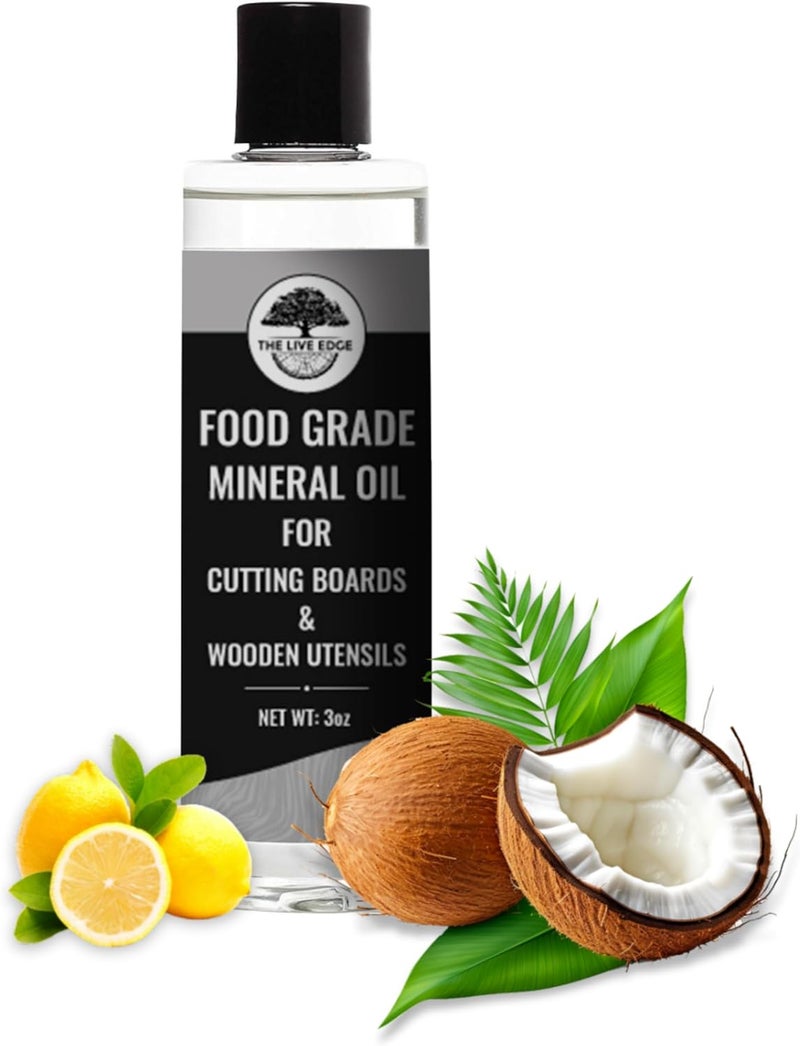 The Live Edge زيت معدني لوحات التقطيع وسطح العمل 3 أونصات زيت معدني غذائي لوحات التقطيع وأدوات الطهي | زيت لوحات التقطيع الخشبية غذائي - Image 1